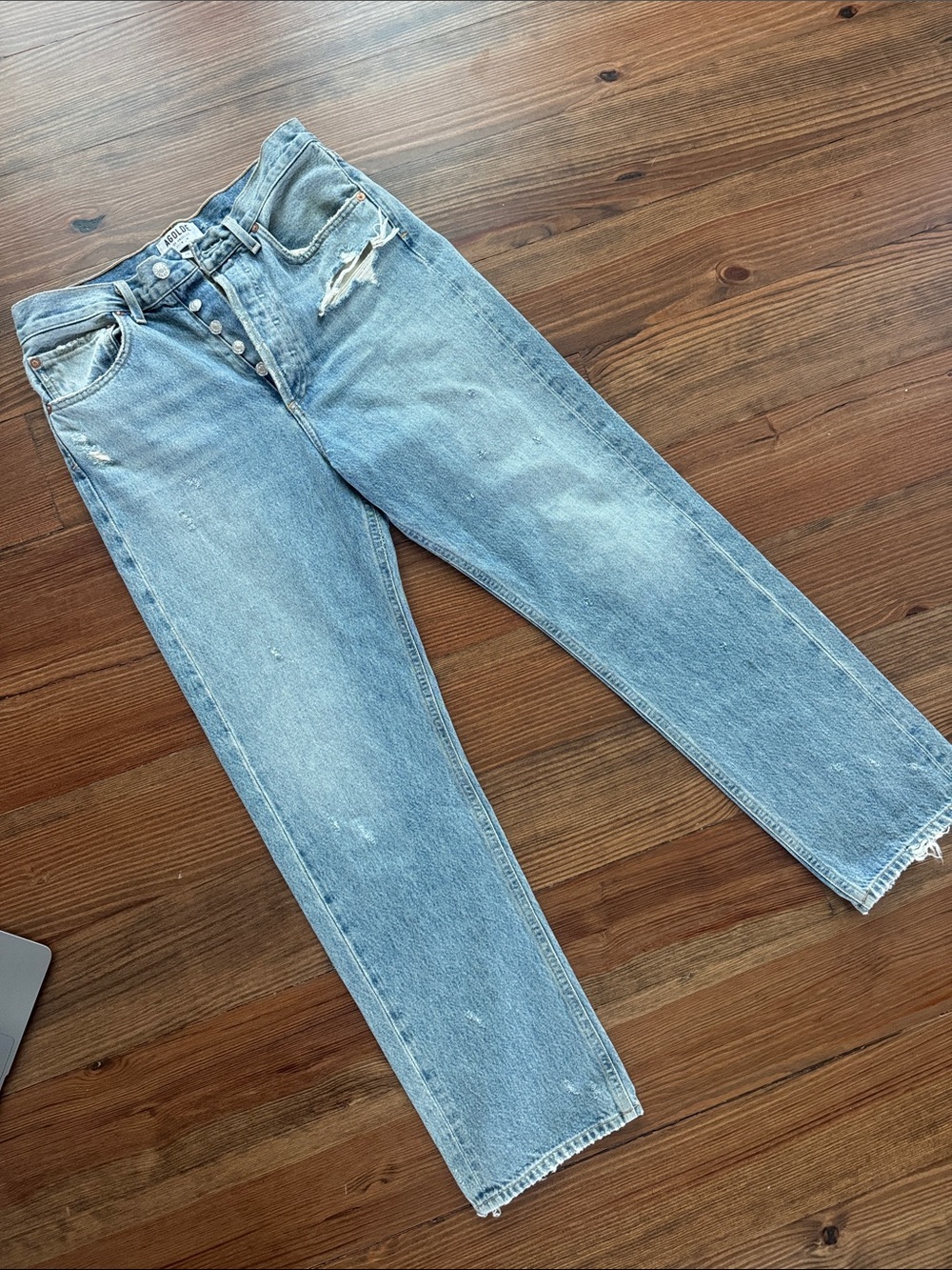 Agolde Light Wash Relaxed Straight Jeans